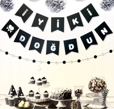 İyi Ki Doğdun Siyah Gümüş Banner